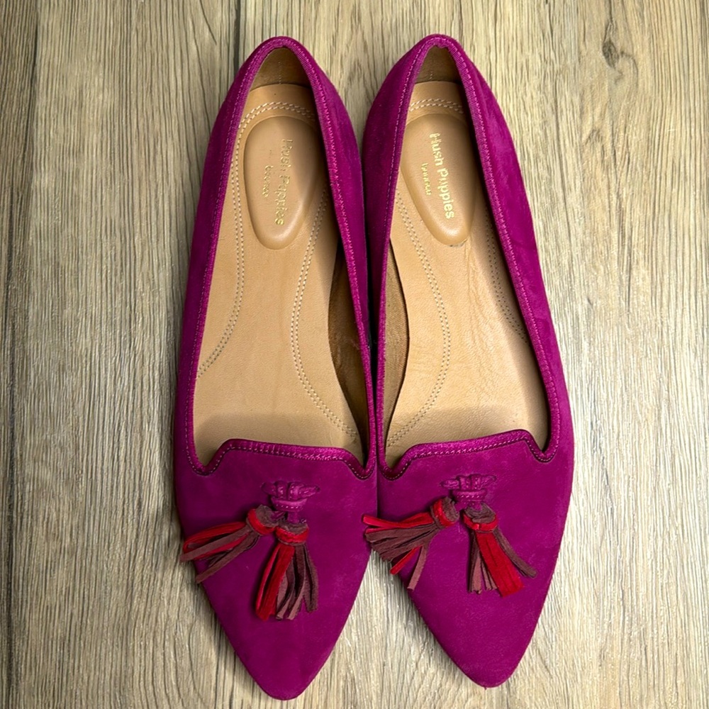 Hush Puppies, Size 9.5W, Sadie Tassel Slip On, worn once, new condition